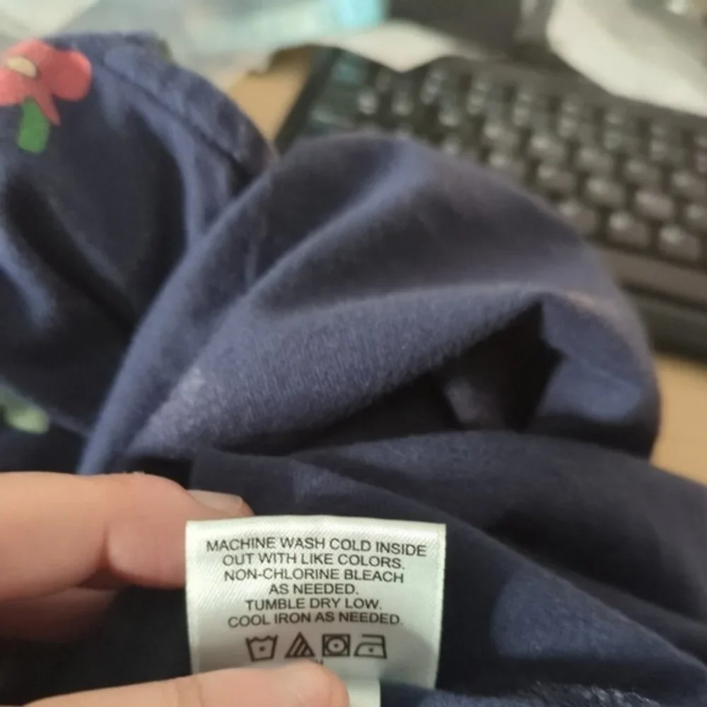 Hanna Andersson Flower Ruffle Dress Navy Size 6/7 (120cm) Pockets Cap Sleeves - Picture 7 of 8